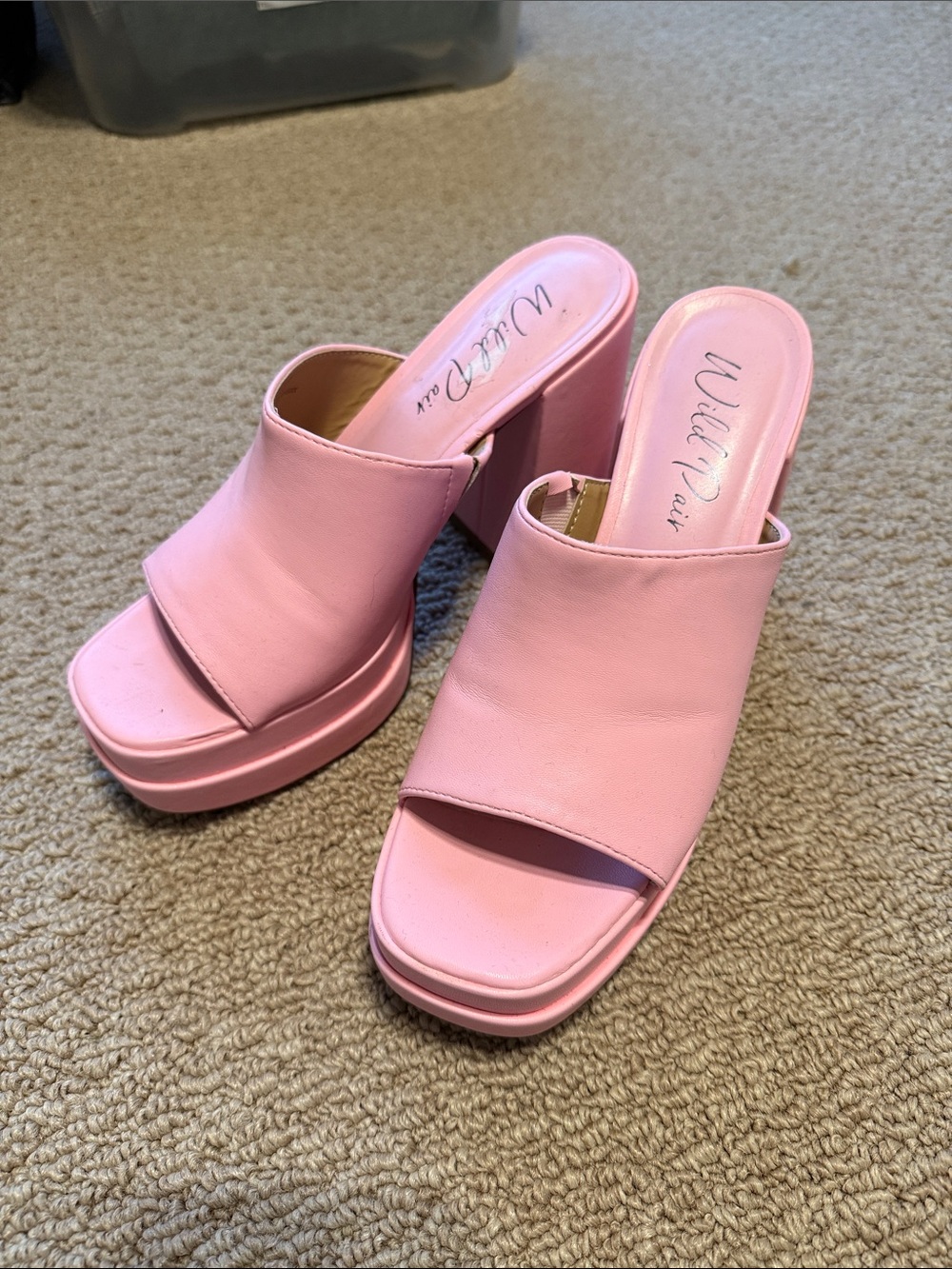 Wild Pair Pink Chunky Platform Mule Heels